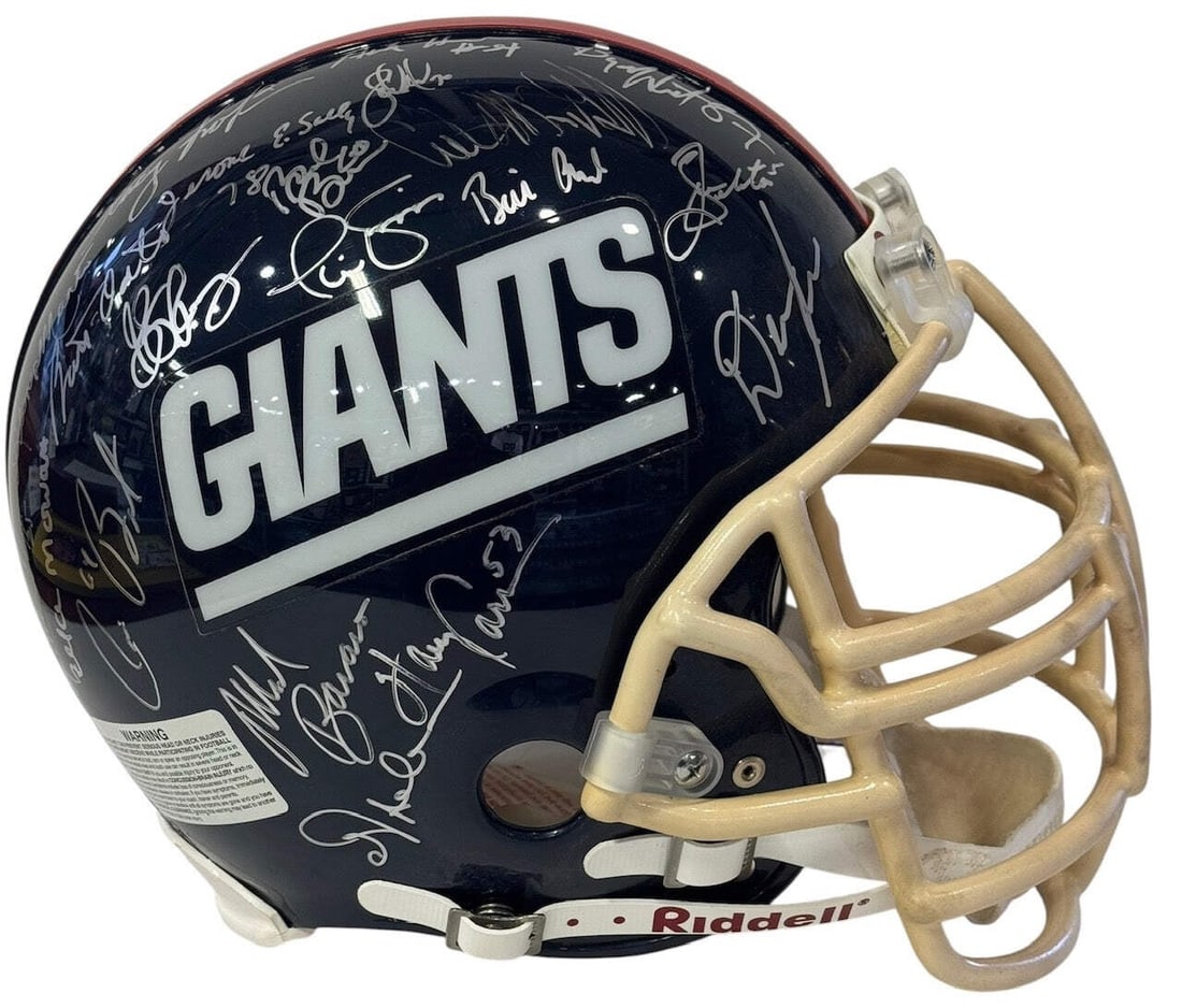 1986 New York Giants Team Signed Helmet (Mounted Memories) (1 of 4)