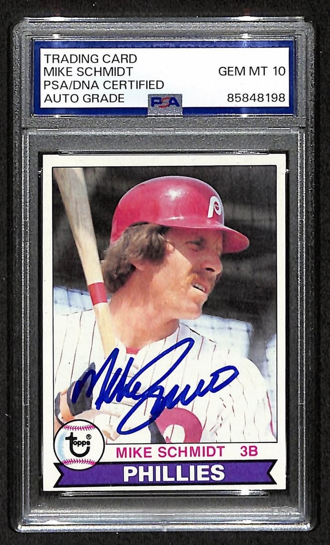 Phillies HOF Mike Schmidt Signed 1979 Topps Card PSA DNA Auto GEM: Phillies HOF Mike Schmidt Signed 1979 Topps Card PSA DNA Auto GEM Item Specifics: Original/Reprint: Original Product: Photo Sport: Baseball Product Disclaimer: Not affiliated with any team or league. 