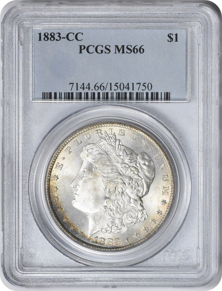 1883-CC Morgan Silver Dollar MS66 PCGS: 1883-CC Morgan Silver Dollar MS66 PCGS MS66 PCGS certified 1883-CC Morgan Silver Dollar is a stunning example of American numismatics, boasting a high grade of 66 from the Professional Coin Grading Se