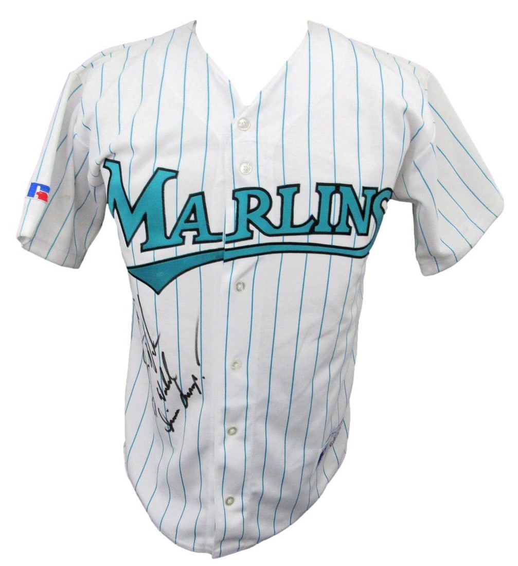 Darren Daulton Signed/ Inscr Russell Baseball Jersey Florida Marlins JSA 191748 (1 of 5)
