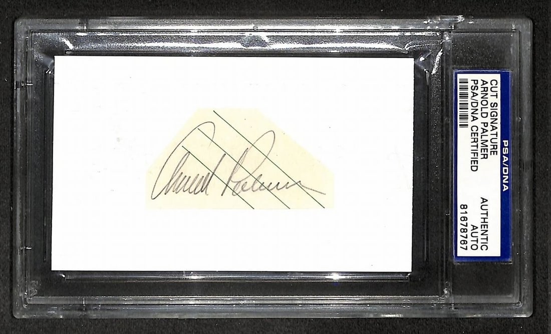 Signed Autographed Cut Golf Signature by Arnold Palmer HOF 210762: Signed Autographed Cut Golf Signature by Arnold Palmer HOF 210762 Signed Autographed Cut Golf Signature by Arnold Palmer HOF 210762 - A unique piece of golfing history, this cut golf signature bears t
