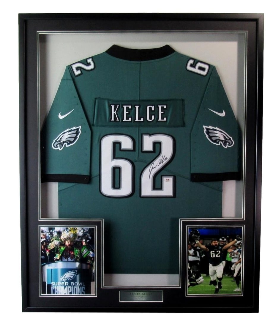 Jason Kelce Signed Football Jersey Philadelphia Eagles Framed PSA/ DNA 191735: Jason Kelce Signed Football Jersey Philadelphia Eagles Framed PSA/ DNA 191735 Item Specifics: Autograph Authentication: Professional Sports Authenticator (PSA) Original/Reprint: Original Product: Jers