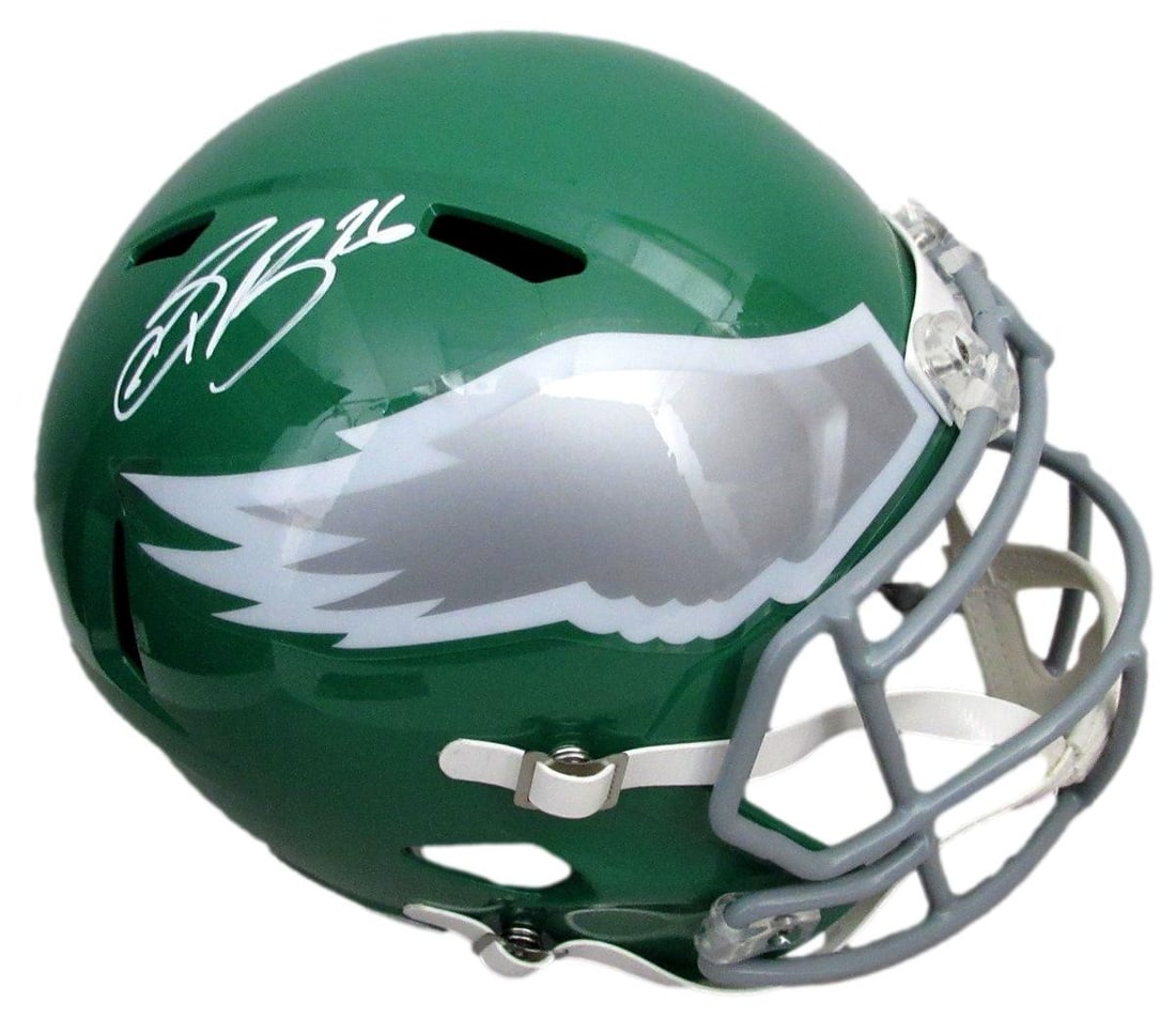 Signed Kelly green Full Size Replica Helmet Saquon Barkley Eagles 195219: Signed Kelly green Full Size Replica Helmet Saquon Barkley Eagles 195219 Signed Kelly green Full Size Replica Helmet Saquon Barkley Eagles 195219. This officially licensed replica helmet features a vi