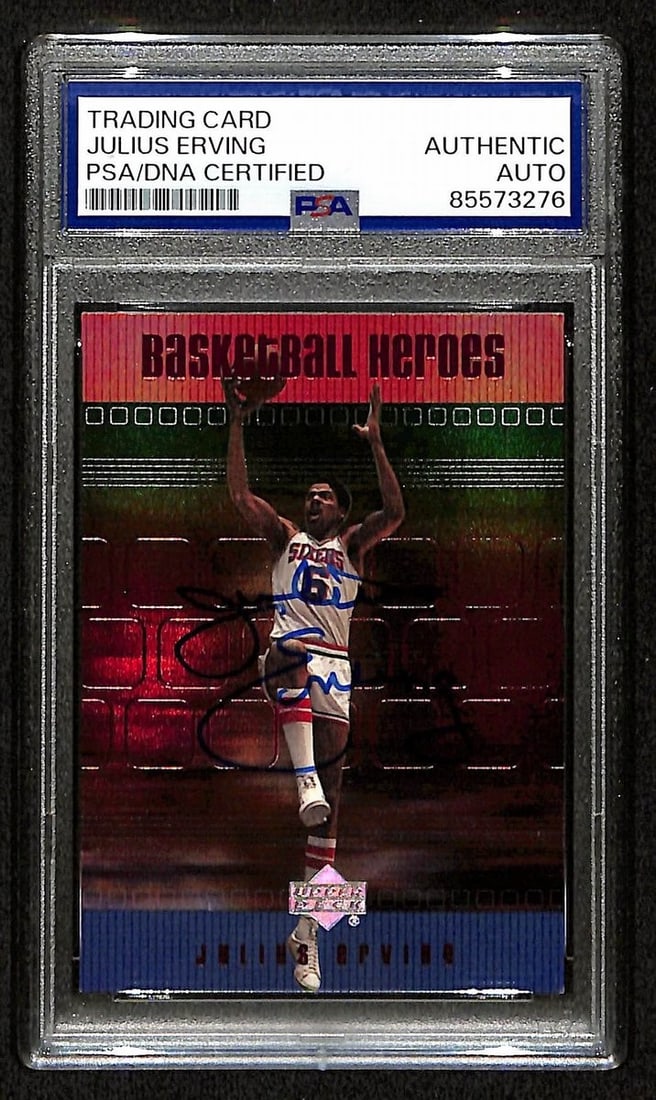 Julius Erving HOF Signed Auto PSA DNA 198808 2000 Upper Deck Card #H54 (1 of 2)