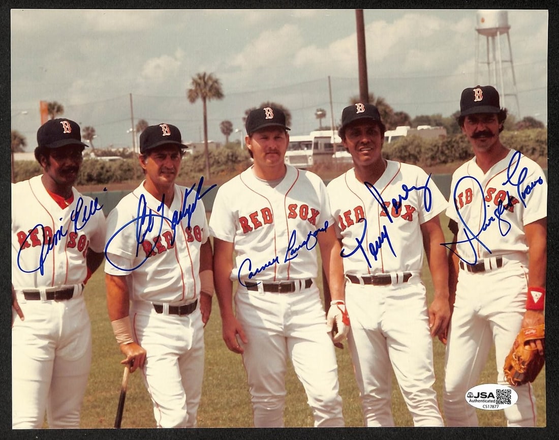 Signed Photo HOF 8x10 Yastrzemski Red Sox Lansford Evans 212817: Signed Photo HOF 8x10 Yastrzemski Red Sox Lansford Evans 212817 Signed 8x10 photo of Yastrzemski in Red Sox uniform, bearing the signature of Lansford Evans. This iconic baseball photograph is a rare