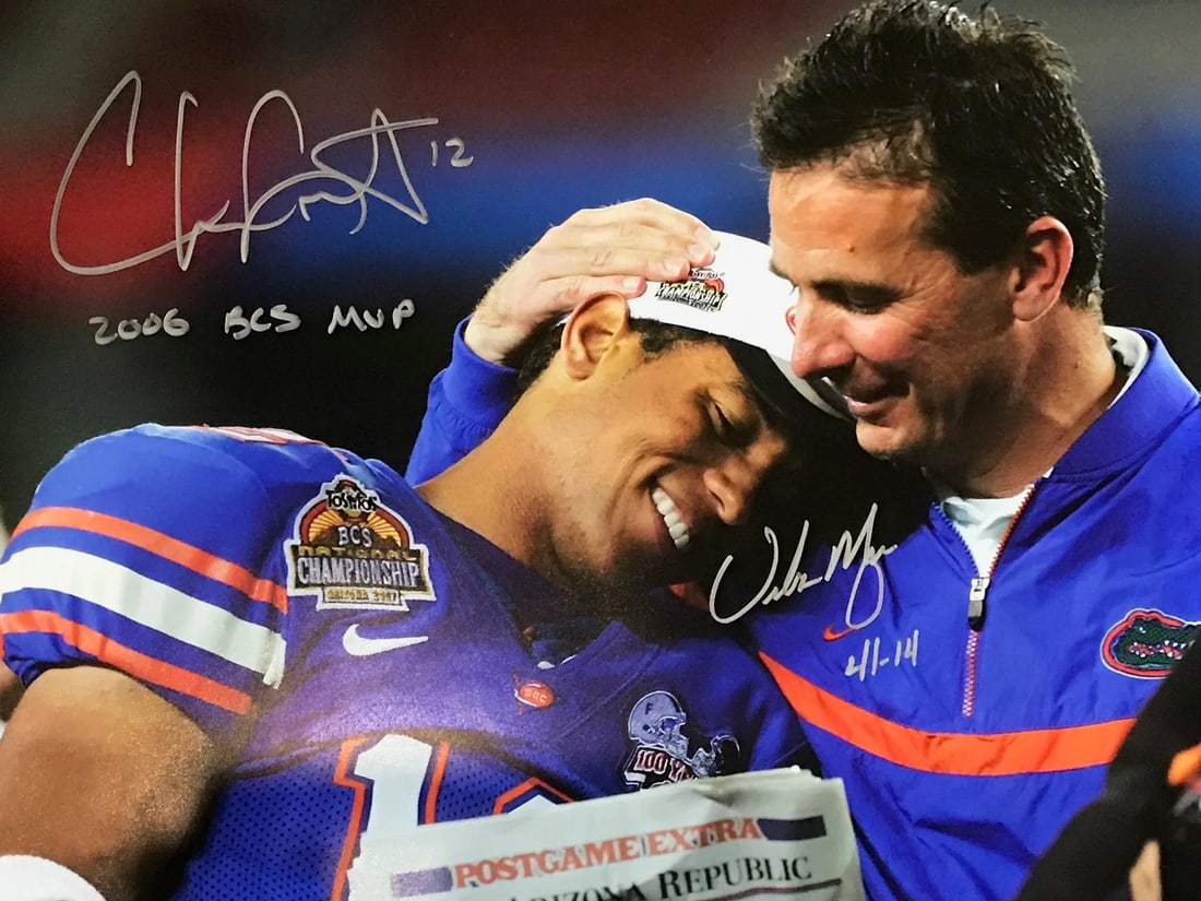 Chris Leak Urban Meyer Autographed Football Photo (1 of 1)