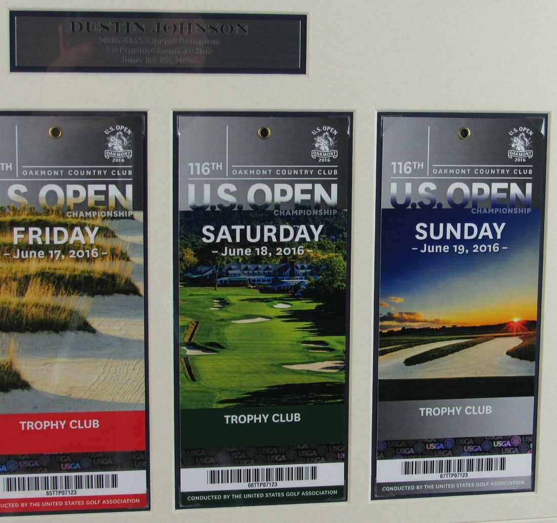 US Open Ticket Framed Collage Dustin Johnson Unsigned - 3