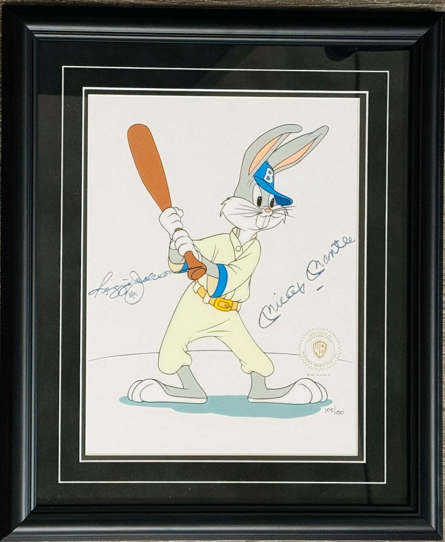 Mickey Mantle Reggie Jackson Signed "Baseball Bugs" Sericel Warner Bros Co. 1992 (1 of 4)