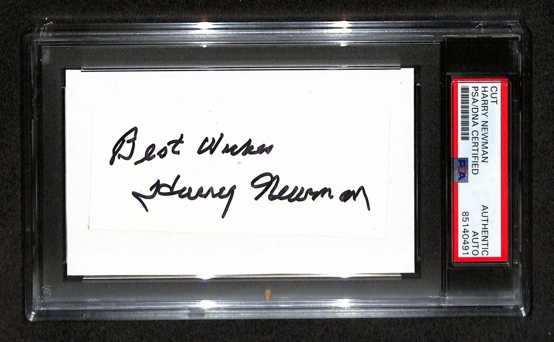 Newman Autographed 186551 Cut Card 3x5 PSA: Newman Autographed 186551 Cut Card 3x5 PSA Harry Newman's 3x5 index card, signed by the player, is a unique piece of football memorabilia. This original card, verified by PSA/DNA, showcases the signat