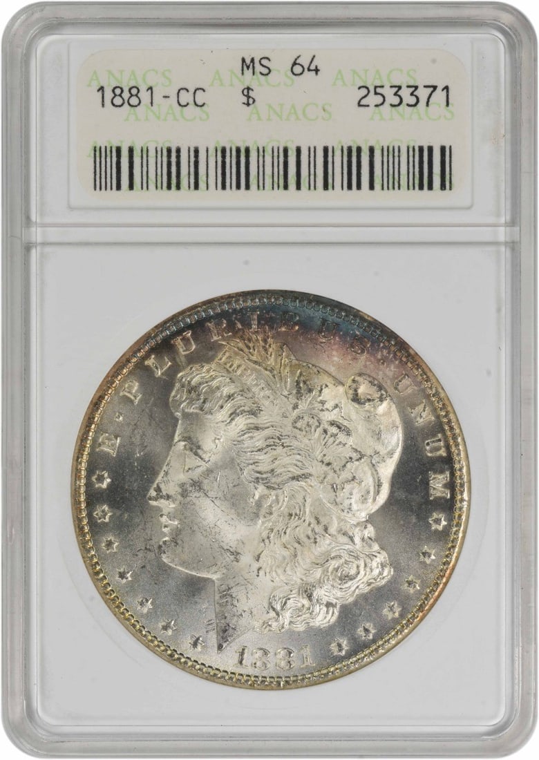 Morgan Silver Dollar MS64 CC 1881: Morgan Silver Dollar MS64 CC 1881 MS64 Morgan Silver Dollar, minted in 1881, boasts a rich history as a circulated coin with an uncirculated grade, featuring George T. Morgan's iconic design. This 90%