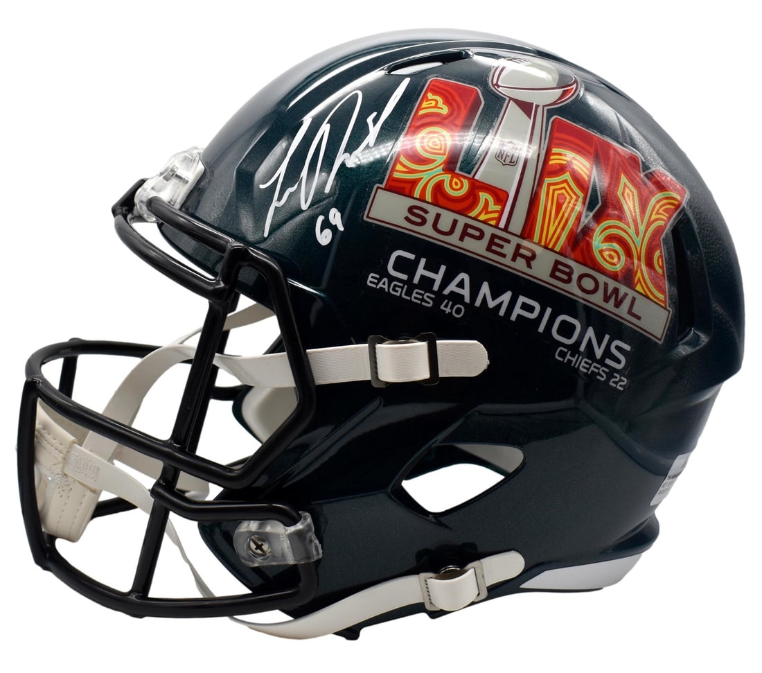 Signed Full Size Speed Replica Helmet Landon Dickerson SB Logo Eagles JSA 79 (1 of 7)