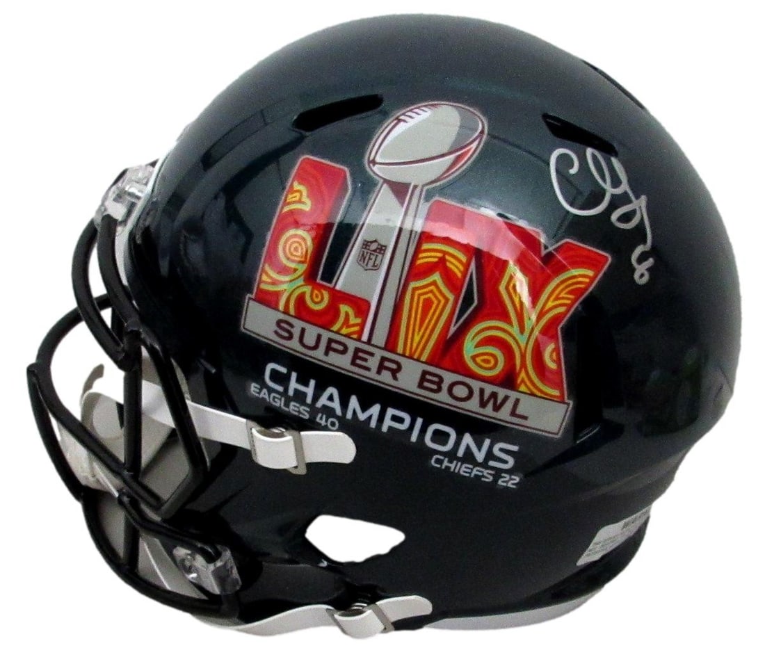 Signed C.J. Gardner-Johnson Full Size Replica SB LIX Champs Eagles Helmet (1 of 7)