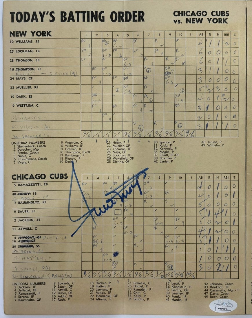 Willie Mays & Other Players Autographed 1952 Official Chicago Cubs Program (JSA): Willie Mays & Other Players Autographed 1952 Official Chicago Cubs Program (JSA) Item Specifics: Brand: James Spence Authentication (JSA) Willie Mays & Other Players Autographed 1952 Official Chicago 