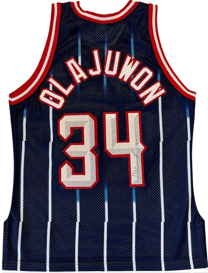 Authentic Hakeem Olajuwon Champion Autographed Rockets Jersey JSA: Authentic Hakeem Olajuwon Champion Autographed Rockets Jersey JSA Item Specifics: Brand: James Spence Authentication (JSA) Hakeem Olajuwon Autographed Rockets Authentic Champion Jersey Jersey is signe