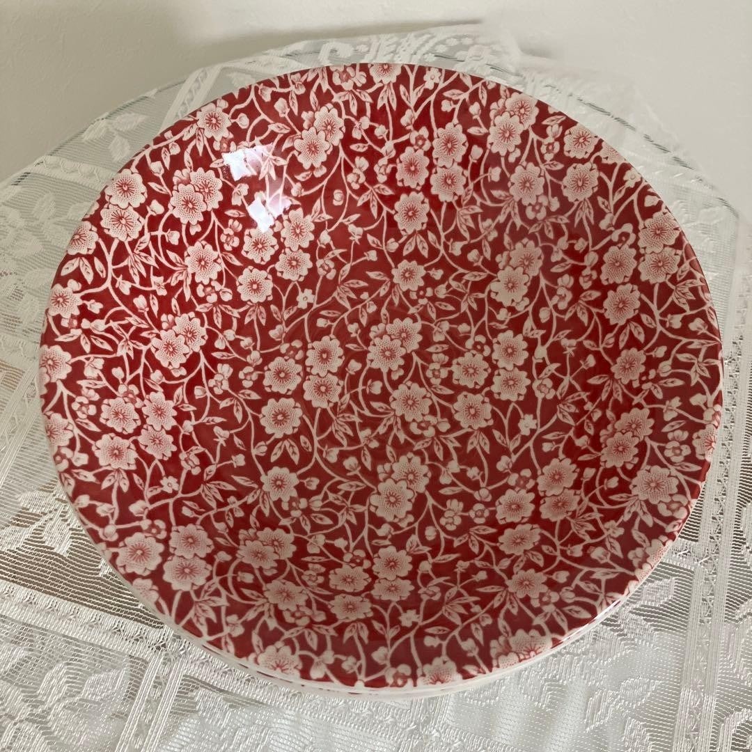 Burleigh Red Calico Deep Plate Bowl 7.9in Set Of 6 England Rare Tableware: Burleigh Red Calico Deep Plate Bowl 7.9in Set Of 6 England Rare Tableware Item Specifics: Origin: England Antique: No Pattern: Calico Shape: Round Occasion: All Occasions Color: Red Material: Ceramic 