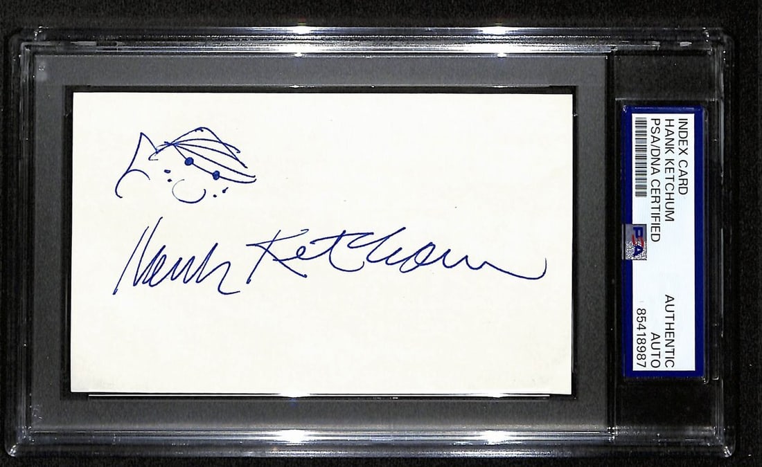 Hank Ketchum Signed 3x5 Index Card Cartoonist "Dennis the Menace" PSA 193814 (1 of 1)