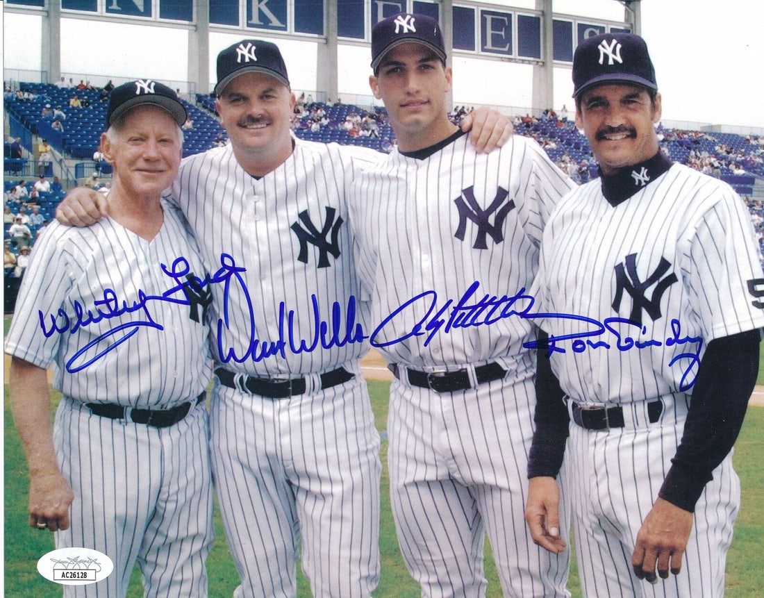 Whitey Ford/ David Wells/ Andy Pettite/ Guidry Autographed 8x10 Photo Yankees JSA (1 of 3)
