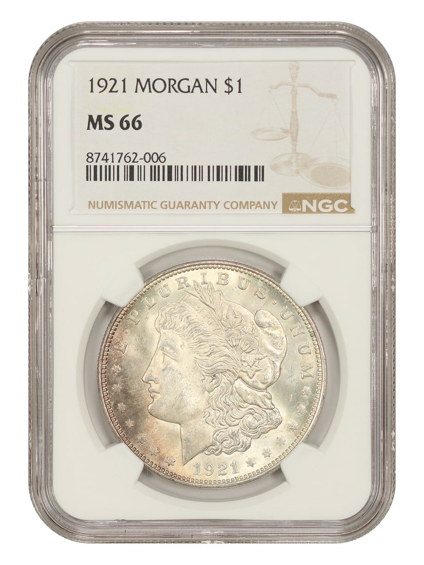 1921 $1 Morgan NGC MS66 - Morgan Dollar: 1921 $1 Morgan NGC MS66 - Morgan Dollar The 1921 $1 Morgan dollar, certified MS66 by NGC, is a highly detailed and well-preserved coin with a rich history. Featuring the iconic design of George T. Mor