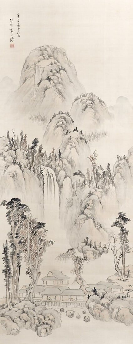 Antique Japanese Hanging Scroll Pair Spring Autumn Landscapes Noro Kaiseki (1 of 4)