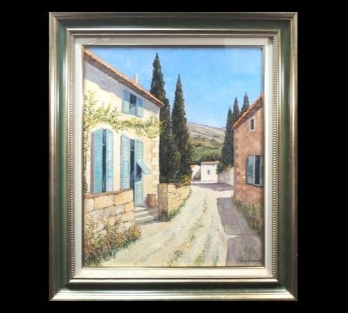 Oil Painting Provence French Art by Gilbert Artaud Street in Luberon Village (1 of 8)