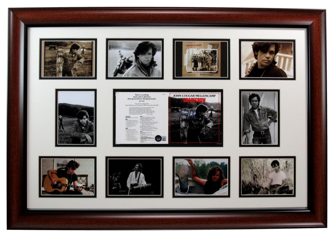 John Cougar Mellencamp Signed CD Insert with Photo Collage Framed Beckett 201561 (1 of 4)