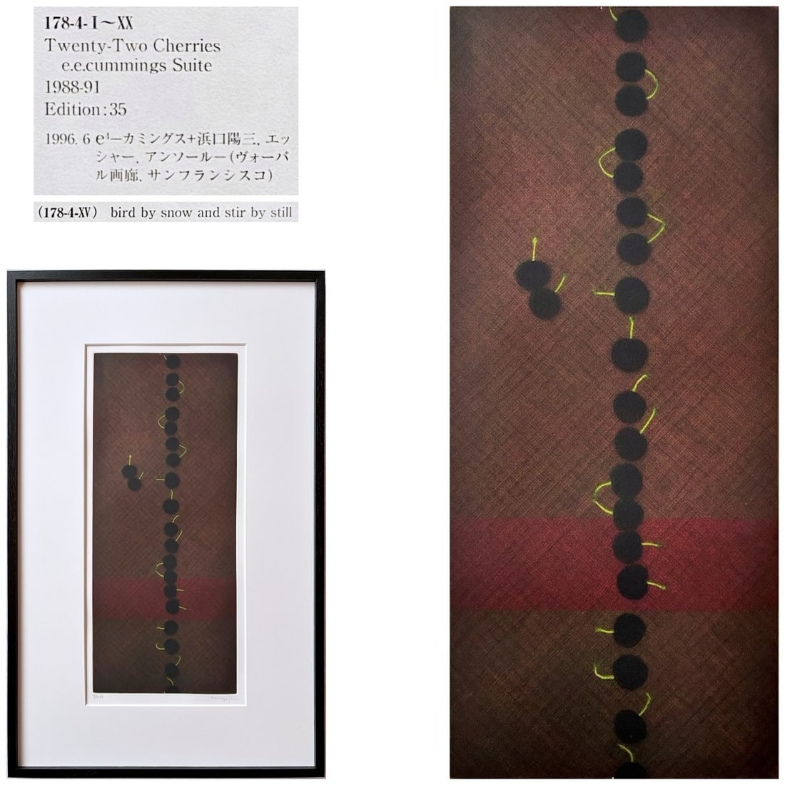 Hamaguchi Yozo Hand Signed Twenty-two Cherries Mezzotint 1988 Limited ED35 (1 of 10)