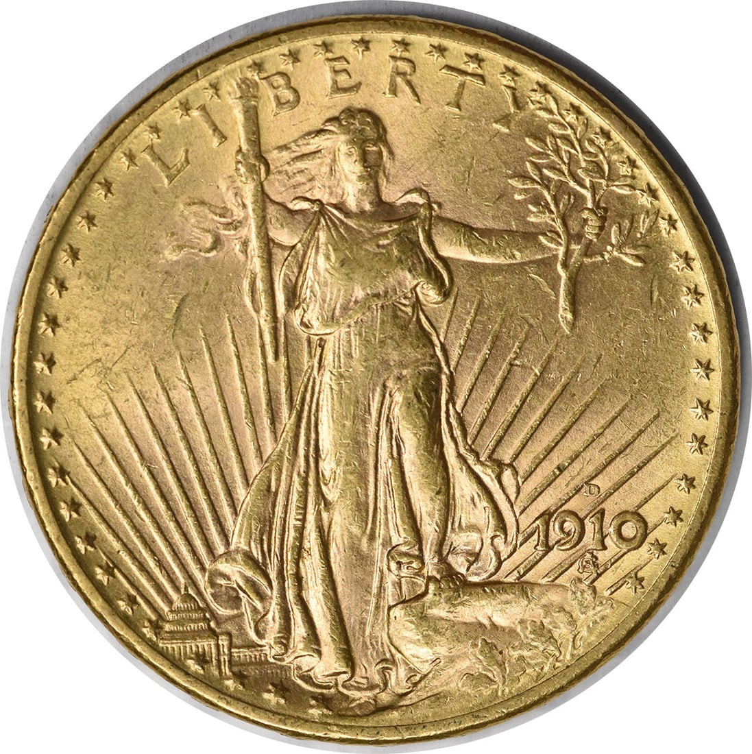 St Gaudens MS60 Uncertified 1910-D $20 Gold: St Gaudens MS60 Uncertified 1910-D $20 Gold The 1910-D $20 Gold St Gaudens MS60 Uncertified coin is a stunning example of early 20th-century American numismatics, featuring the iconic St. Gaudens desi