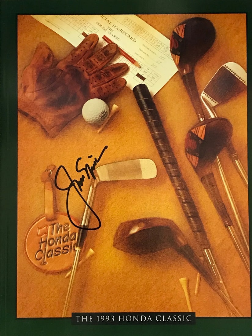 Jack Nicklaus Autographed 1993 Honda Classic Program (JSA): Jack Nicklaus Autographed 1993 Honda Classic Program (JSA) Signed across the front in black sharpie, this 1993 Honda Classic program bears the mark of golf legend Jack Nicklaus. The James Spence Authe