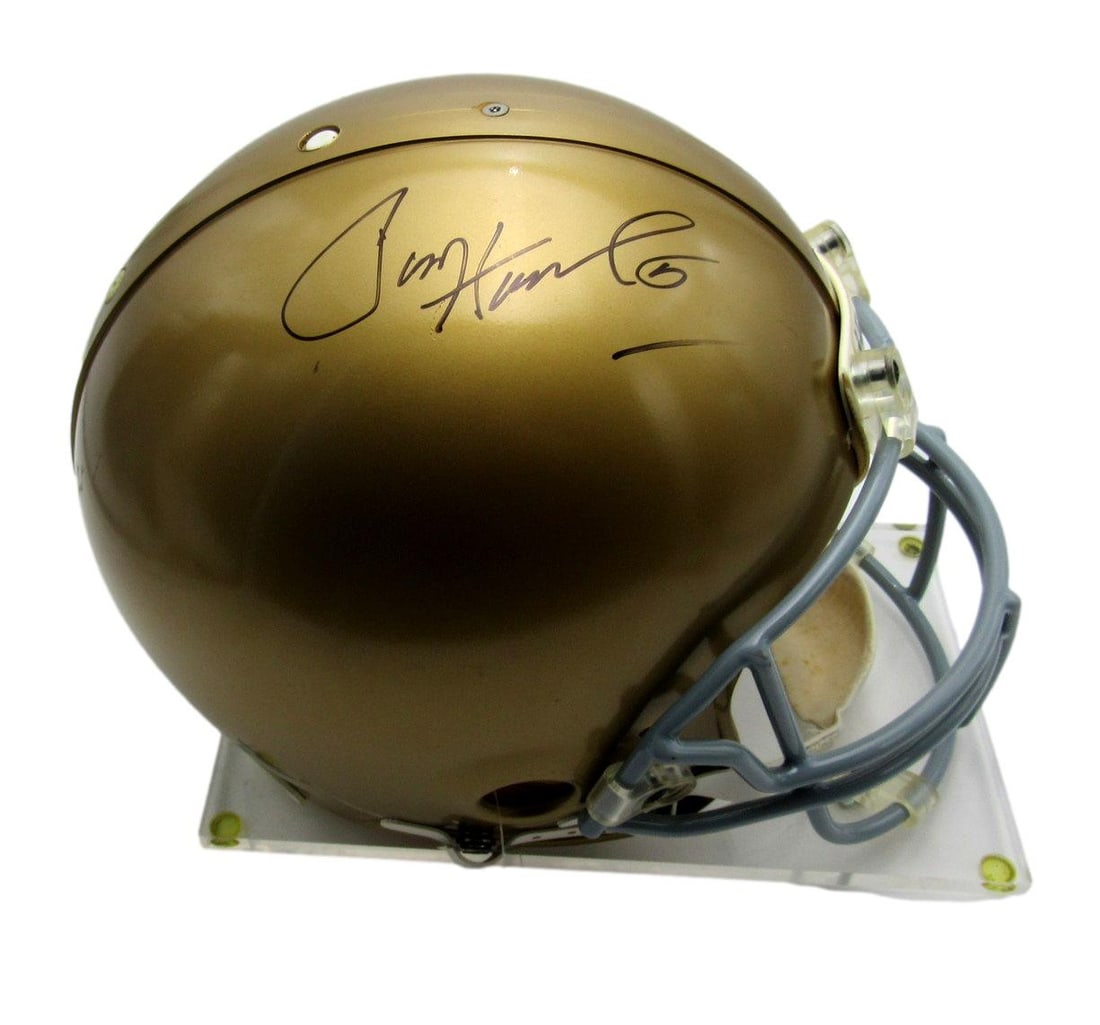 Hornung HOF Signed Pro Line Full Size Football Helmet Paul Notre Dame JSA 208249: Hornung HOF Signed Pro Line Full Size Football Helmet Paul Notre Dame JSA 208249 Signed by Hornung, a legendary Notre Dame football player, this Pro Line full-size football helmet is a unique