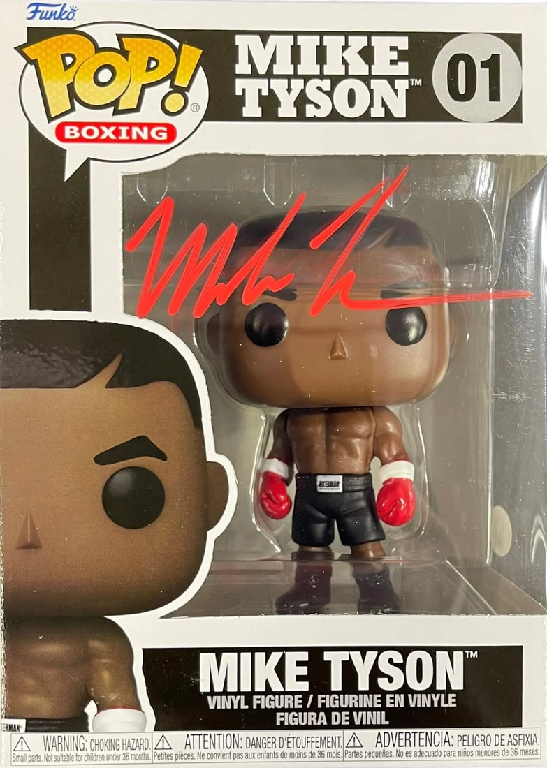 Mike Tyson Autographed Funko Pop (JSA): Mike Tyson Autographed Funko Pop (JSA) Item Specifics: Brand: James Spence Authentication (JSA) Mike Tyson Autographed Funko Pop Signed inred paint pen across the front of the funko pop.Item is authen