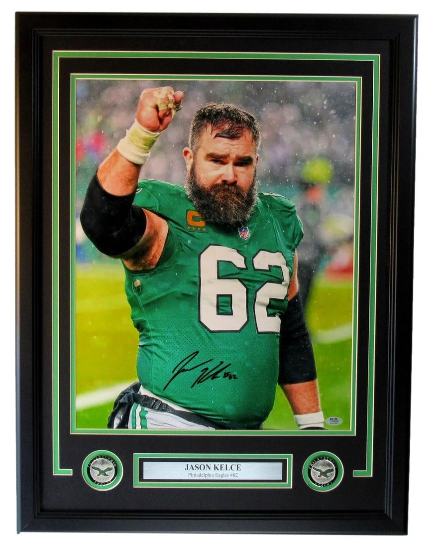Jason Kelce Eagles Signed Photo Framed Autographed 16x20 PSA DNA 207856: Jason Kelce Eagles Signed Photo Framed Autographed 16x20 PSA DNA 207856 Item Specifics: Autograph Authentication: Professional Sports Authenticator (PSA) Original/Reprint: Original Product: Photo