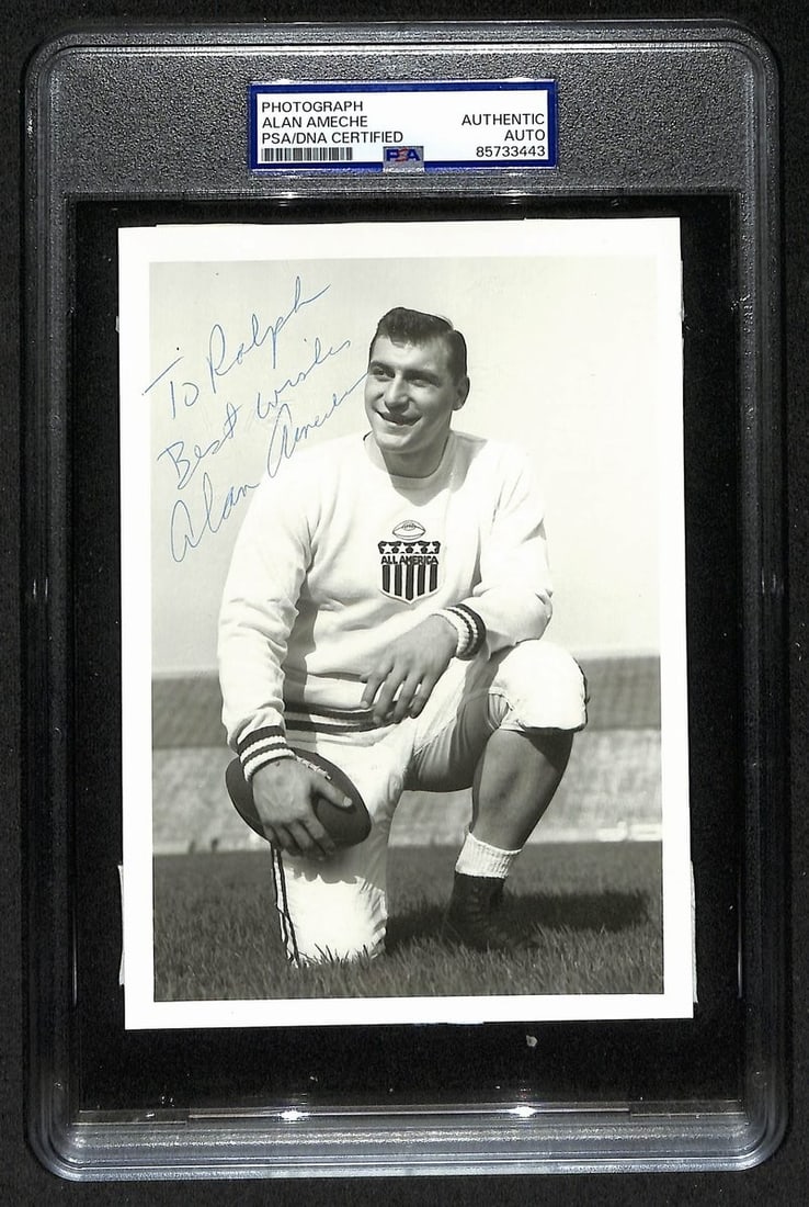 Alan Ameche Signed/ Auto 5x7 Photo 1954 Heisman Wisconsin PSA/ DNA 205858: Alan Ameche Signed/ Auto 5x7 Photo 1954 Heisman Wisconsin PSA/ DNA 205858 Item Specifics: Original/Reprint: Original Product: Photo Sport: Football Product Disclaimer: Not affiliated with any team or 