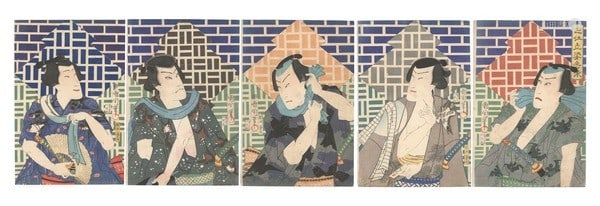 Kabuki Print Woodblock 1866 Set Pentaptych Toyohara Kunichika: Kabuki Print Woodblock 1866 Set Pentaptych Toyohara Kunichika Item Specifics: Artist: Toyohara Kunichika Subject: Kabuki Theater Actors Material: Washi Paper Style: Japanese Year Of Production: 1866 P