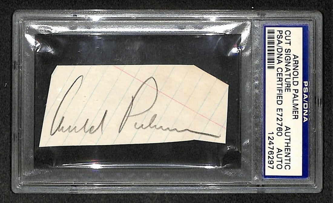 Autographed Cut Signature Golf by Arnold Palmer Signed with HOF PSA DNA 210749: Autographed Cut Signature Golf by Arnold Palmer Signed with HOF PSA DNA 210749 Item Specifics: Original/Reprint: Original Product: Photo Sport: Golf Product Disclaimer: Not affiliated with any team or