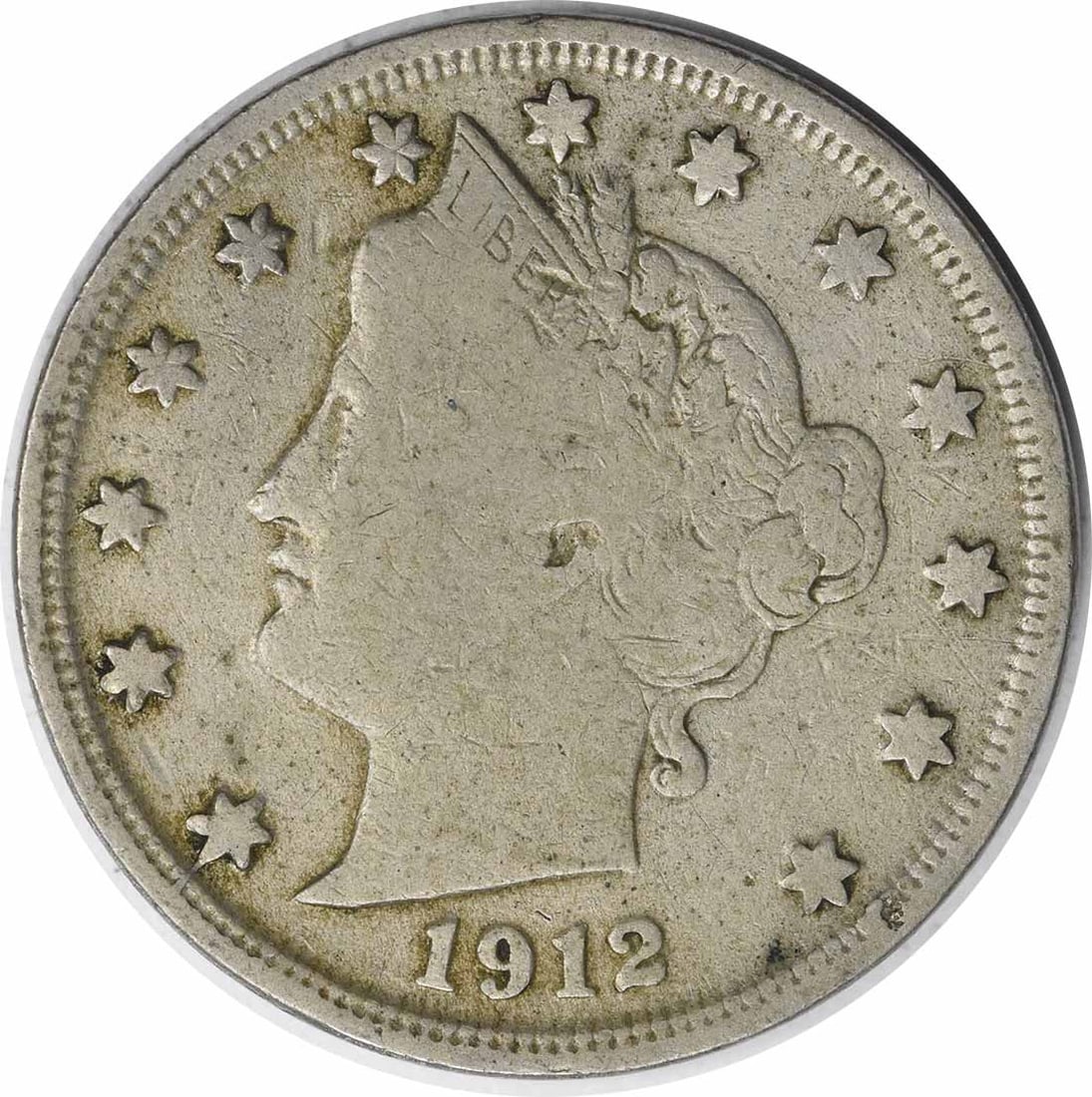 1912-S Liberty Nickel F Uncertified: 1912-S Liberty Nickel F Uncertified The 1912-S Liberty Nickel F Uncertified is a circulated example of this iconic coin, featuring a strong design and a rich history. With its distinctive Liberty head