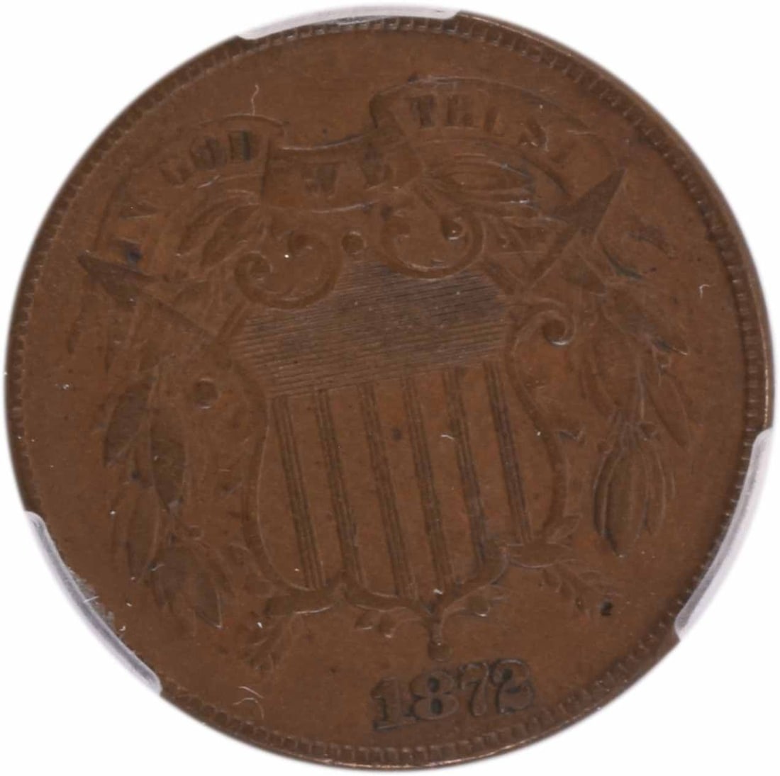 1872 Two Cent Piece EF40 CACG - 2
