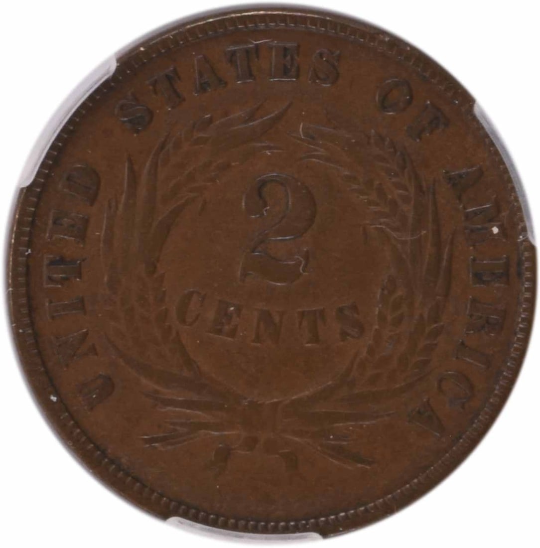 1872 Two Cent Piece EF40 CACG - 3