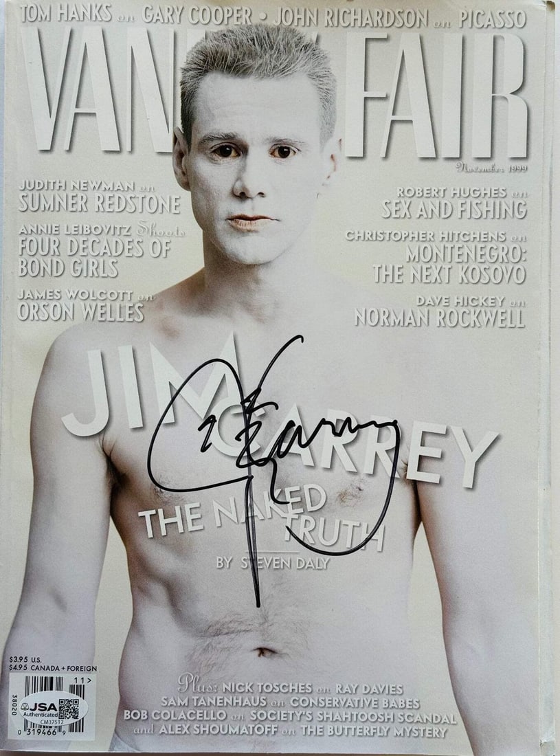Vanity Fair Magazine November 1999 Jim Carrey Autographed (JSA): Vanity Fair Magazine November 1999 Jim Carrey Autographed (JSA) Item Specifics: Brand: James Spence Authentication (JSA) Grade: CM37512 Professional Grader: 275013 Jim Carrey Autographed Vanity Fair M