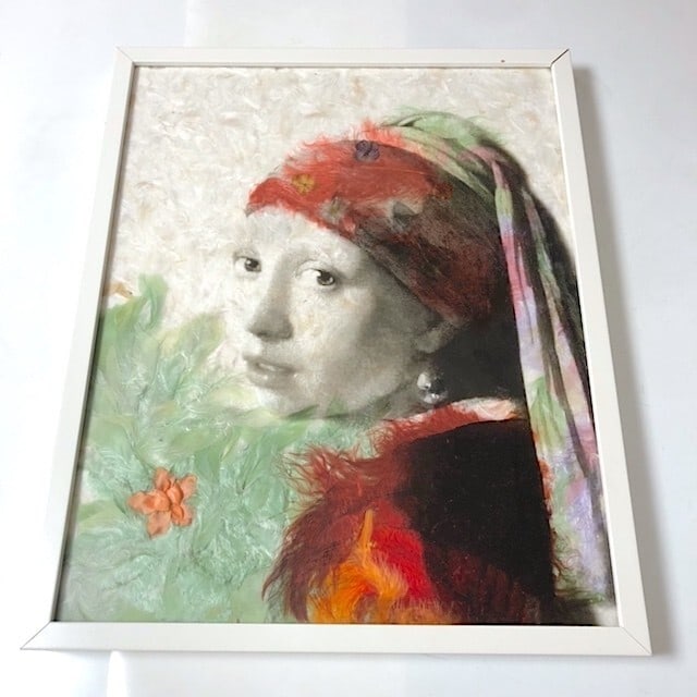 Daniel Gastaud "Pearl Earring Girl" Unique Original Painting Mixed Media Framed: Daniel Gastaud "Pearl Earring Girl" Unique Original Painting Mixed Media Framed Item Specifics: Artist: Daniel Gastaud Signed By: Daniel Gastaud Size: Large Signed: Yes Material: Acrylic Canvas Feathe