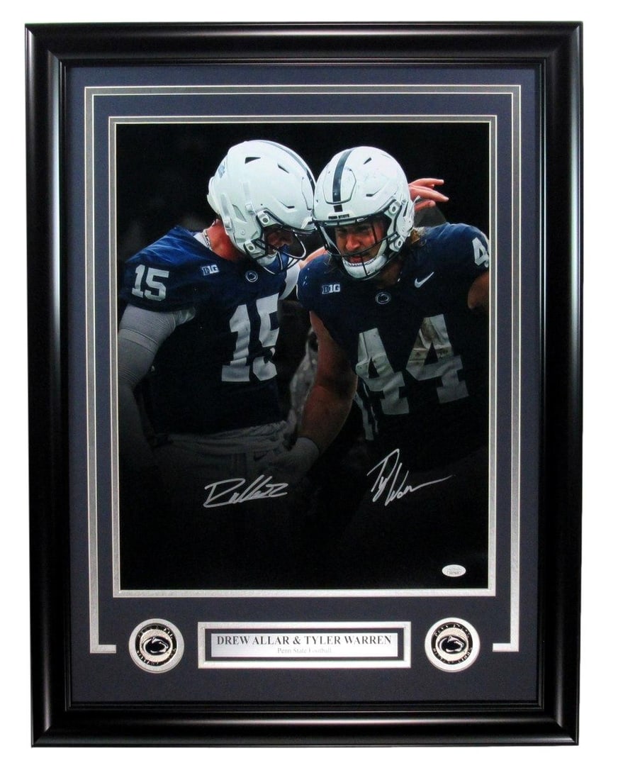 Drew Allar/ Tyler Warren Dual-Autographed 16x20 Photo Penn State JSA 195727: Drew Allar/ Tyler Warren Dual-Autographed 16x20 Photo Penn State JSA 195727 Item Specifics: Autograph Authentication: James Spence Authentication (JSA) Original/Reprint: Original Product: Photo Sport: