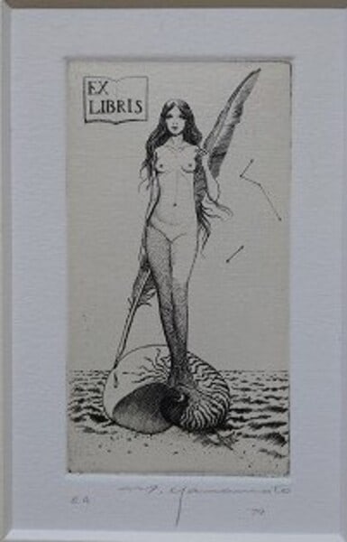 Mermaid Copperplate Engraving Signed EA Artist Proof by Mutsumi Yamamoto 1974: Mermaid Copperplate Engraving Signed EA Artist Proof by Mutsumi Yamamoto 1974 Item Specifics: Artist: Mutsumi Yamamoto Subject: Japanese Print Material: Paper Style: Japanese Size: 26.7 x 22.5 cm Year