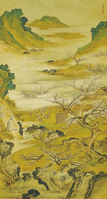 Japanese White Plum Tsubaki Edo Landscape Bunjinga Art Scroll: Japanese White Plum Tsubaki Edo Landscape Bunjinga Art Scroll Item Specifics: Artist: Tsubaki Chinzan Subject: White Plum Landscape Material: Silk Style: Japanese Year Of Production: 2010 Product