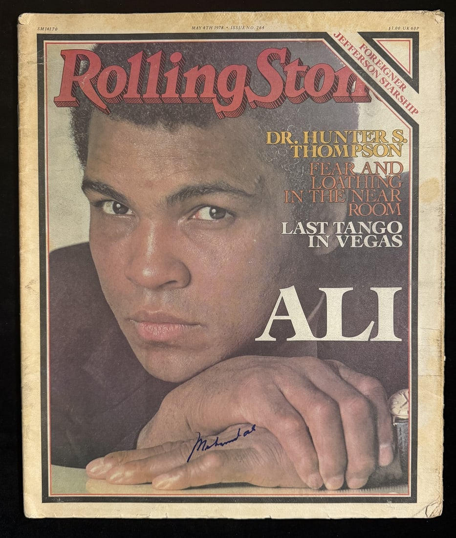 Muhammed Ali Signed/ Autographed 1978 Rolling Stone Magazine PSA/ DNA 212355: Muhammed Ali Signed/ Autographed 1978 Rolling Stone Magazine PSA/ DNA 212355 Muhammed Ali's iconic image appears on the cover of a 1978 Rolling Stone Magazine, featuring a photo of the boxer in action