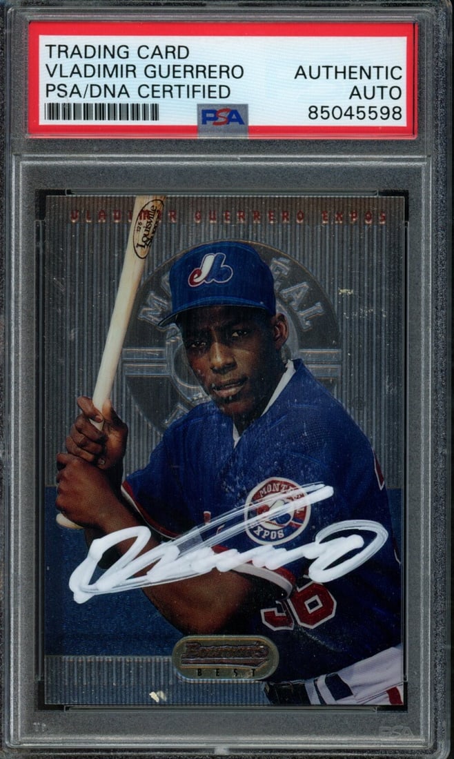 Vladimir Guerrero Montreal Expos Signed 1995 Bowman's Best Rookie #2 PSA/ DNA: Vladimir Guerrero Montreal Expos Signed 1995 Bowman's Best Rookie #2 PSA/ DNA Item Specifics: Sport: Baseball Team: Montreal Expos League: MLB Product: Photo Original/Reprint: Original Signed: YES