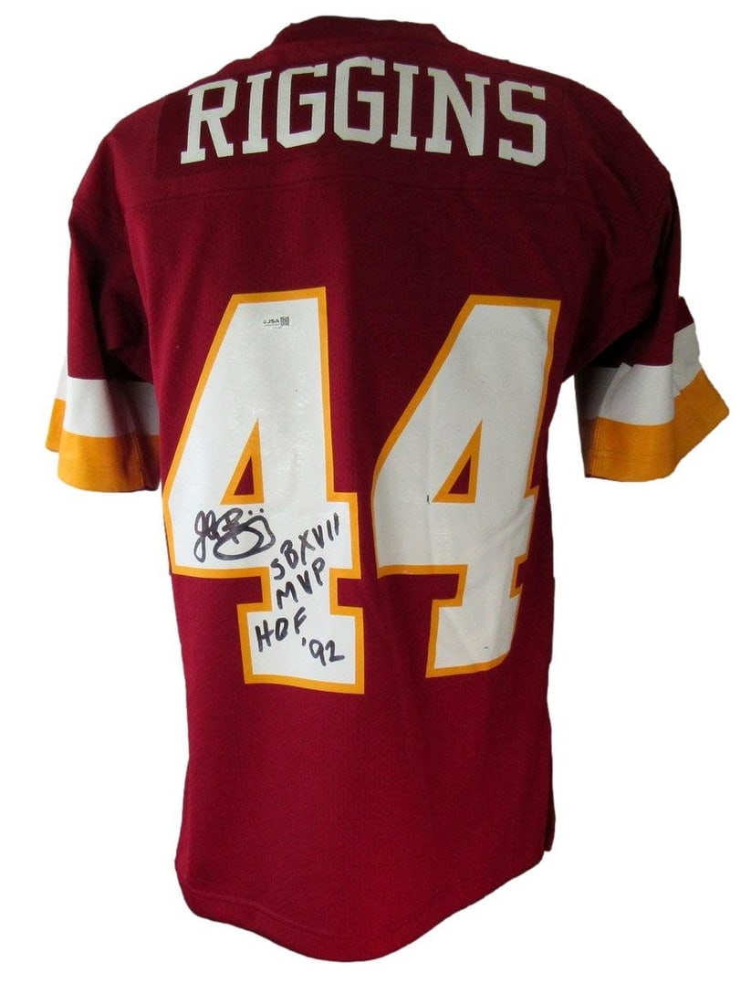 John Riggins HOF Signed Ins Maroon Mitchell JSA3 Football Jersey Redskins Ness: John Riggins HOF Signed Ins Maroon Mitchell JSA3 Football Jersey Redskins Ness Signed by John Riggins, a legendary running back and Hall of Famer, this maroon Mitchell & Ness jersey is a must-have