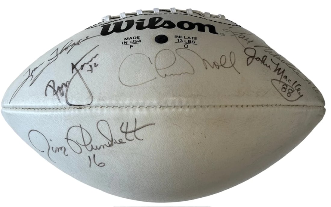Ronnie Lott signed Wilson Football by Ray Nitschke and NFL Legends Chuck Noll (1 of 2)