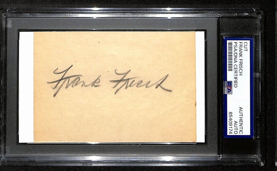 Frisch Frank HOF Signed Auto Cut on 3x5 Index Card Cardinals PSA DNA 194185: Frisch Frank HOF Signed Auto Cut on 3x5 Index Card Cardinals PSA DNA 194185 Item Specifics: Productname: Frank Frisch HOF Signed/Auto Cut on 3x5 Index Card Cardinals PSA/ Original/Reprint: Original Pl