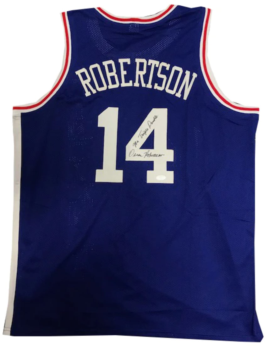 Oscar Robertson Autographed Mr. Triple Double Cincinnati Royals Jersey (PSA) (1 of 2)
