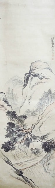Hanging Scroll Japanese Landscape Antique Edo Period Painting Shiba (1 of 2)