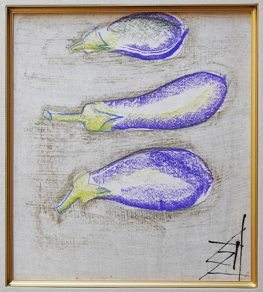 Eggplants Signed Gouache Original Japanese Art Painting Three Suda: Eggplants Signed Gouache Original Japanese Art Painting Three Suda Item Specifics: Artist: Kokuta Suda Subject: Three Eggplants (Nasu Mitsu) / Modernist Still Life Material: Gouache on paper Style: Ja